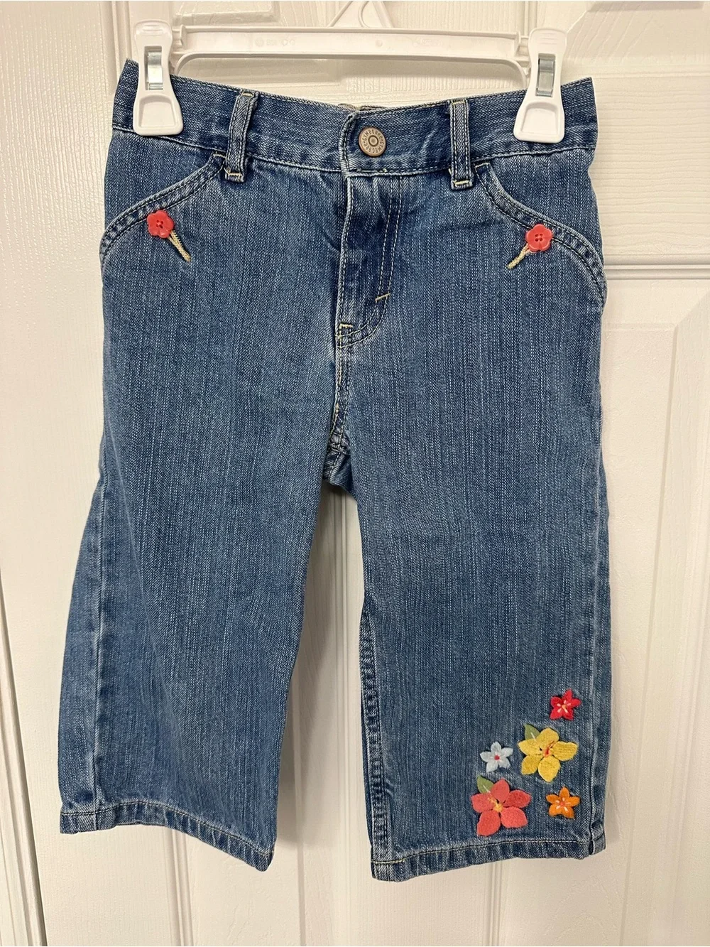 Y2K Gymboree Denim Capri Jeans with Colorful Floral Accents